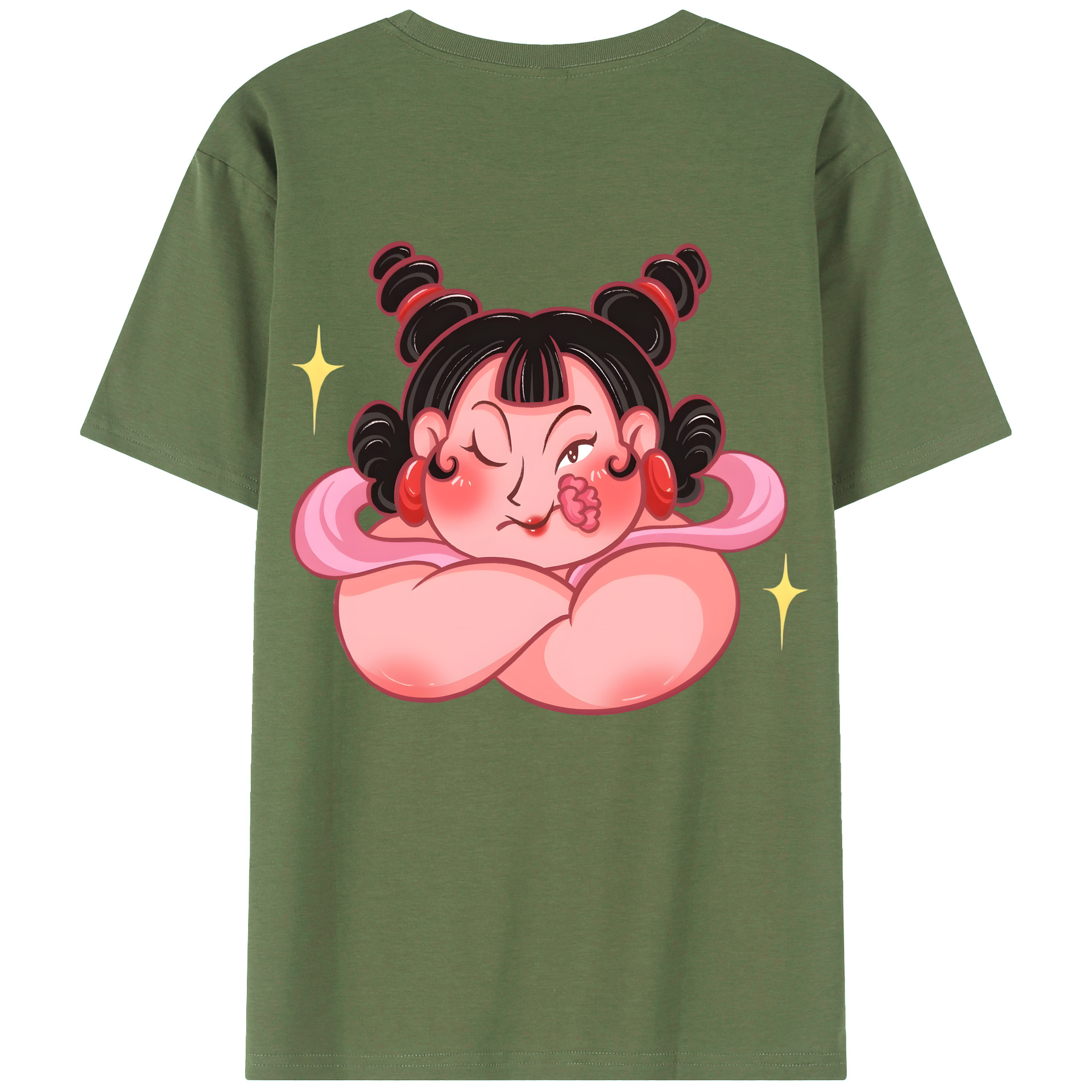 （画像用） Ne Zha 2 ナタ 魔童の大暴れ 綿100％ メンズ半袖Tシャツ（バックプリント） 通気性